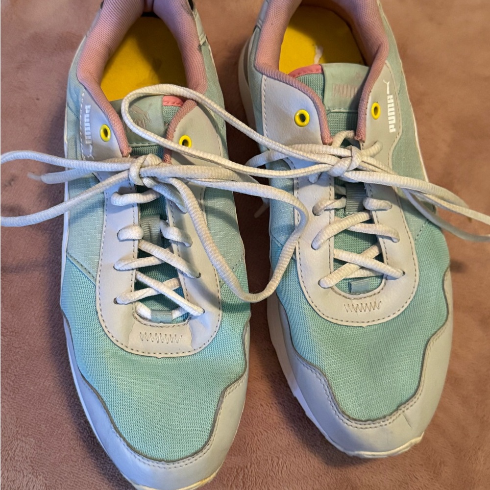 Puma Light Blue and Pink Sneakers